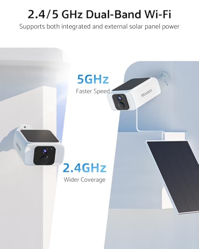 Image of Solar Camera Outdoor Wireless 4MP -2.4G&5G WiFi Security Camera with Integrated Solar Panel, Color Night Vision, Compatible with Alexa