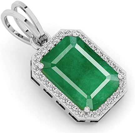 Miniatura 6 de LMDPRAJAPATIS Colgante de plata de ley 925 con diseño de esmeralda colombiana de 7,50 quilates
