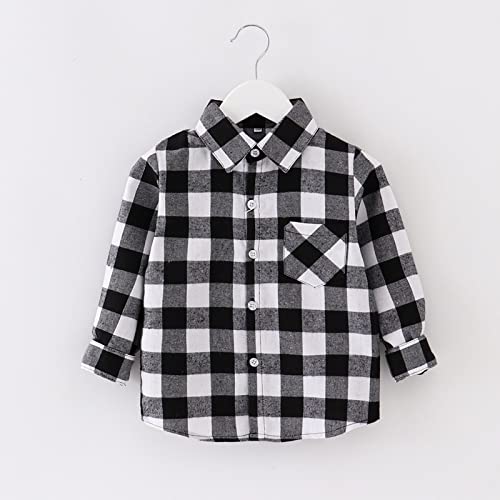 Kids Toddler Boys Girls Plaid Cotton Long Sleeve Cardigan Outwear Pocket Buttons Jacket Shirt Winter Small2