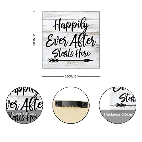 Plaque murale en bois chrétienne Happily Ever After déco salon