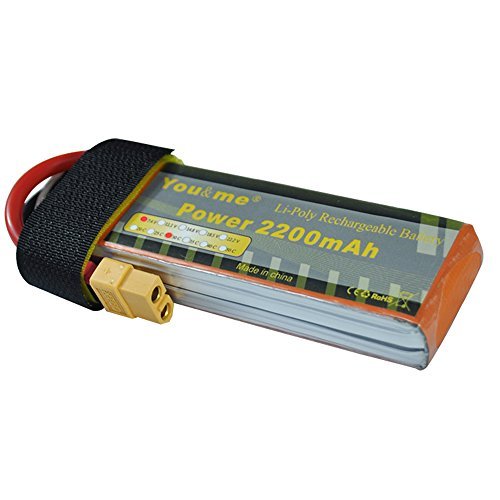 Youme 7.4V 2200mAh RC Lipo, 2S Lipo Battery 40C 80C XT60 Plug Connector for Hubsan H501S RC Quadcopter Drone,for Syma X8HG X8HW X8HC X8W X8G X8C,WLtoys K949(4.131.340.63in 0.25lb)
