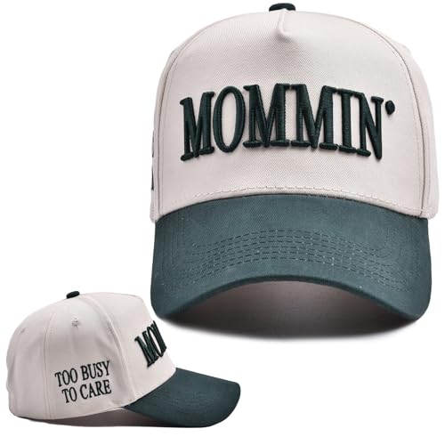 Image of Mommin Trucker Hat for Women Embroidered Mom Baseball Cap Adjustable Canvas Vintage Hat for Casual Wear