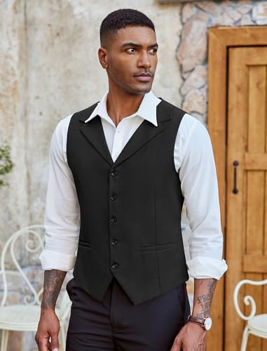 COOFANDY Men's Suit Vests Slim Fit Waistcoat Notch Lapel Casual Formal Vest4