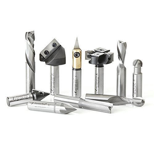 Amana Tool AMS-138 10-Pc CNC 3D, Signmaking, Lettering & Engraving 1/2 Inch Shank Router Bit Set by Amana