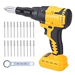 WODHMIEY Cordless Rivet Gun Brushless Riveter 360W 2000lbs Pulling Force 3 Quick-Change Nosepieces LED Light Compatible with DeWalt 20V XR Batteries DCB203/204/206 for DIY Automotive Construction