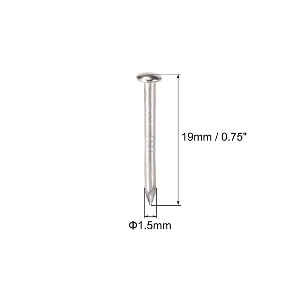 Gwoździe ze stali nierdzewnej, Małe gwoździe 1,5 x 19 mm, używane do dekoracji DIY, drewniane pudełko na zdjęcia, akcesoria domowe, srebrny odcień, 100 szt