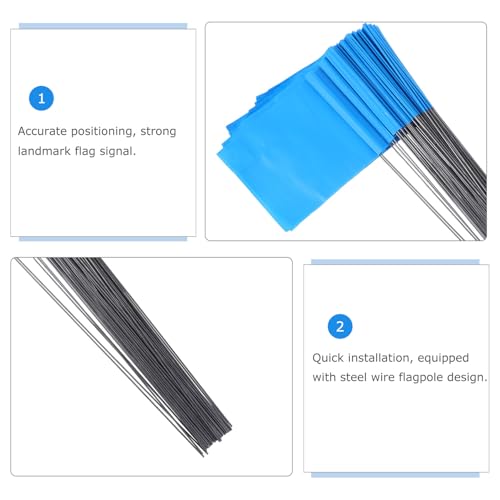 Drapeaux de sécurité bleus piquets en fil d'acier robuste et PVC durable