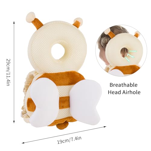Image of Baby Head Protector Backpack,Toddler Head Protector Padded Backpack Elasticated Carrier Wear,Breathable Polyester Mesh, Lightweight, Suitable for Summer(Bee)