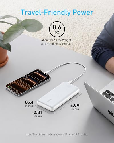 Anker Power Bank(PowerCore 10K), Compact Travel-Ready 10,000mAh Battery Pack with PowerIQ Charging Technology, 5V/3A High-Speed Charging for iPhone, iPad,and More (1, White) - Image 6