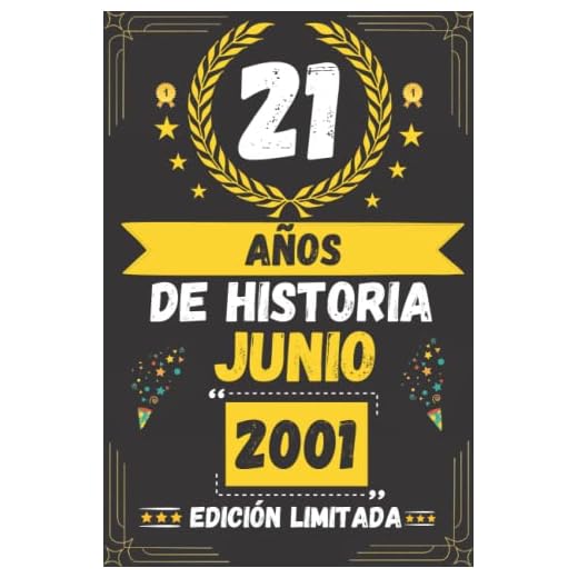 CUADERNO, 21 AÑOS DE HISTORIA JUNIO 2001 EDICIÓN LIMITADA: Regalo de 21 cumpleaños para mujeres y hombres, ideas de 21 cumpleaños... un cumpleaños... ... regalo de 21 cumpleaños para él/ella.