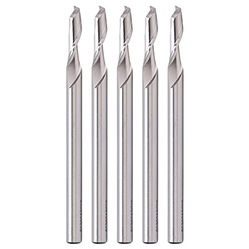 5Pcs High Speed Steel Single Flute Spiral End Mills, CNC Router Bits for Engraving, Sturdy with High Wear , 8mm Blade Shank, 30mm Blade Length, 120mm Total Length