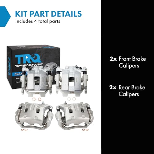 Image of TRQ Brake Caliper Set Compatible with 2011-2012 INFINITI G25 2011-2013 G37 2012-2013 M35h M37 M56 2015 Q40 2014-2017 Q70 2016-2018 Q70L 2010-2018 Nissan 370Z 2011-2014 Murano