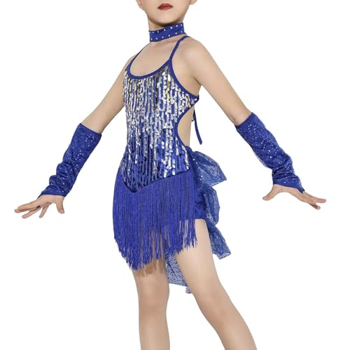 Fringe Sequin Dress for Girls Latin Dance Jazz Dance Clothes Halter Tassel Stage Outfit Latin Dress Ballroom Dancewear