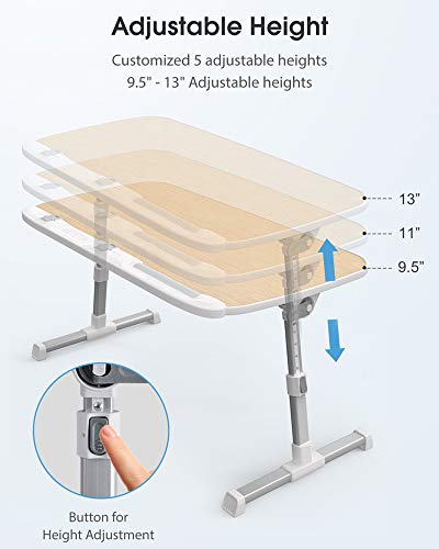 AboveTEK Laptop Desk for Bed, Portable Laptop Table Tray with Foldable Legs, Height Adjustable Foldable Laptop Desk for Eating Reading Writing, Computer Tray for Bed on Couch Sofa Floor Birch