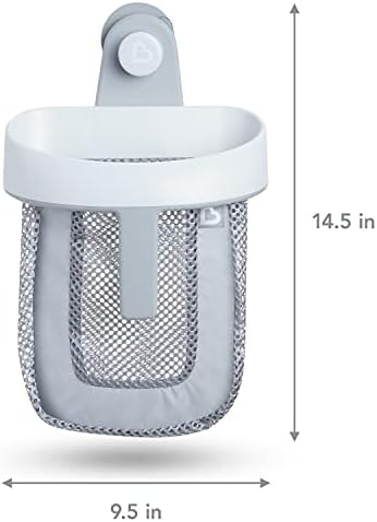 Munchkin Hanging Bath Toy Storage with Quick Drying Mesh, Grey - 3