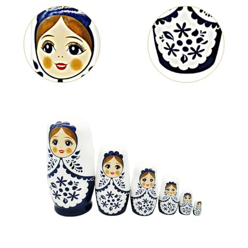 Qianly 6 peças bonecas russas pintadas à mão bonecas matryoshka de madeira para adultos