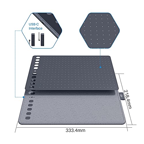 Tableta gráfica HS611 con barra de teclas express, lápiz sin batería y soporte para inclinación de ±60° miniatura 6