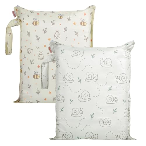 HECCEI WetBag Kindergarten Nassbeutel Windeltasche 2 Stück Wet Bag Schwimmsachen Nasstasche Kindergarten für Baby Kleinkind Wechselwäsche Nappy Bag Organiser