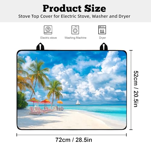 Image of Multi-Design Stove Cover for Glass /Electric Stoves - 3-in-1 Heat-Resistant Protector Mat, Non-Slip Drying Rack 28 inchx20 inch