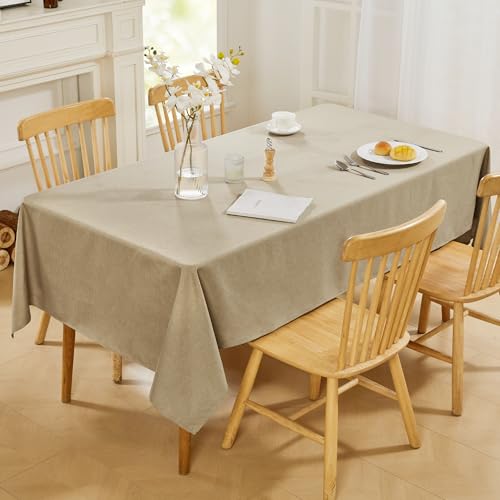 Deconovo Abwaschbar Tischdecke Outdoor Gartentische Tischtuch Taupe – Ansicht 3