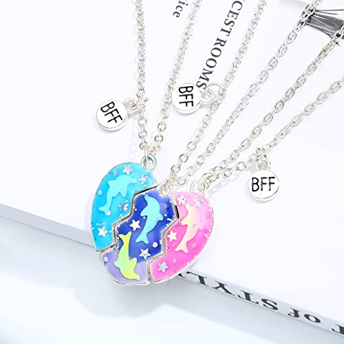 DOYYCA Friendship Necklace Best Friend Necklace for 3 Girls Magnetic Matching Heart Pendant BFF Necklaces for Sister4