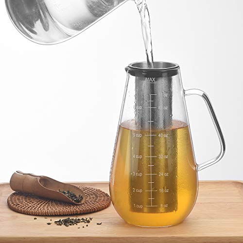 Cold Brew Coffee Maker Iced Tea Pitcher Infuser with Airtight Lid and Thick High Borosilicate Glass Carafe, 51oz/1.5L - Thumbnail 7