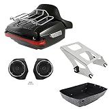 TCMT 13.7' King Motorcycle Trunk Box Backrest Luggage Rack 2 Up Mount Rack Speakers Taillight Fit For Harley 2014-2025 Touring CVO Road King Road Glide Street Glide Electra Glide Pack