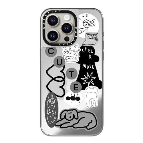 CASETiFY Magsafe �Ή��~���[ iPhone 15 Pro Max �P�[�X [���ː� / 1.5m����̗����������N���A / Magsafe �ɑΉ�] - INAP STICKER 01 - �V���o�[�i�V���o�[�o���p�[)