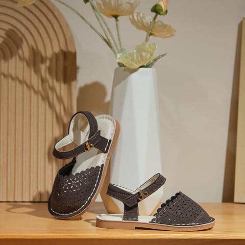 Image of THEE BRON Toddler Floral Cutout Closed Toe Sandals for Girls Breathable Summer Shoes