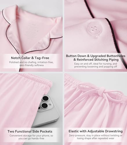 Image of WiWi Viscose from Bamboo Women's Pajamas Set Super Soft Button Down Top and Pants Sleepwear Cooling Pjs S-3X