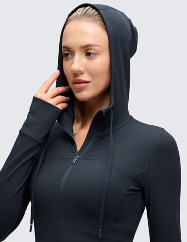 Image of CRZ YOGA Butterluxe Hoodie Jackets Hip Length | Extremely Soft, Athletic, Slim Fit, Full Zip, Back Mesh Vent, Side Zip Pockets, Thumb Holes, for Women