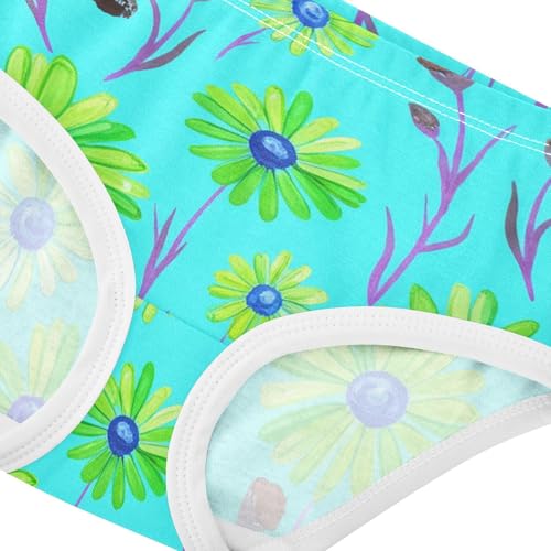 Green Daisies Wildflowers Blue Girls Underwear Toddler 2t Cotton Girl Panties Cute Florals Briefs Underpants4