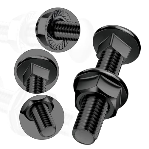 SWTYExt 25 Stück Schlossschrauben M8x50mm Schloßschrauben Edelstahl 304 Flachkopfschrauben Schwarz Oxid A2 mit Flanschmuttern M8 Mutter DIN 6923 Torbandschrauben für Bauwesen Industriemaschinen