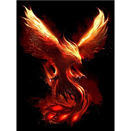 WLWIN 5D-Diamanten-Set Phoenix Vogel 5D Malerei,5D Diamant Painting Kristalle Zum Selbstaufkleben,Malen-Nach-Zahlen-Prinzip,Wanddekoration 40 * 60cm