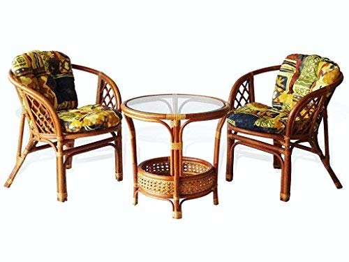 SunBear Furniture Lounge Set of 3: 2 Natural Rattan Wicker