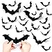 Hely Cancy Halloween Decorations,60PCS PVC Bat Wall Decals Stickers Decor,3 Styles 3D Removable Wall Sticker with 4 Different Sizes for Halloween Decals Party Favors Props Supplies Cemetery Decor