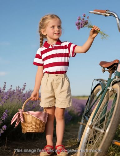 Image of COSLAND Boys' Striped Polo Shirt, Cotton Short Sleeve Shirt, X-Small-Large