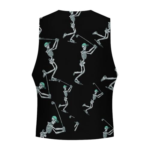 Chaleco de golf para hombre Skeleton casual de corte ajustado y cuello en V 6