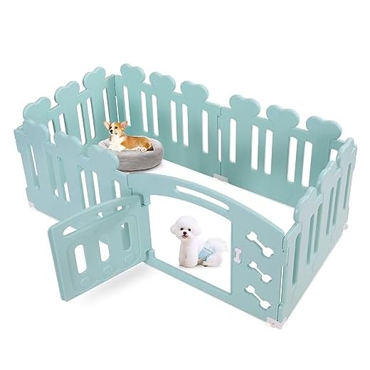 Parque para Perros de 60 cm de Alto, Vallas para Perros de 5+1 Paneles, Corralito para Perros de Plástico Plegable, con Ventosas y Anclajes al Suelo, Parque Perros para Interiores y Exteriores, Verde