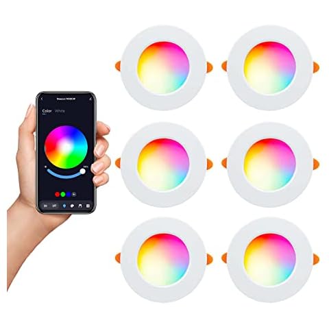 6 x Foco empotrable LED Bluetooth regulable RGBW Cover