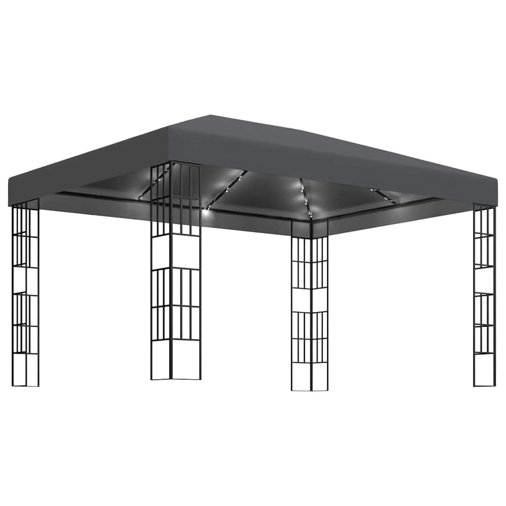 Pawilon z łańcuchem świetlnym LED, 3 x 4 m, antracyt, rama stalowa