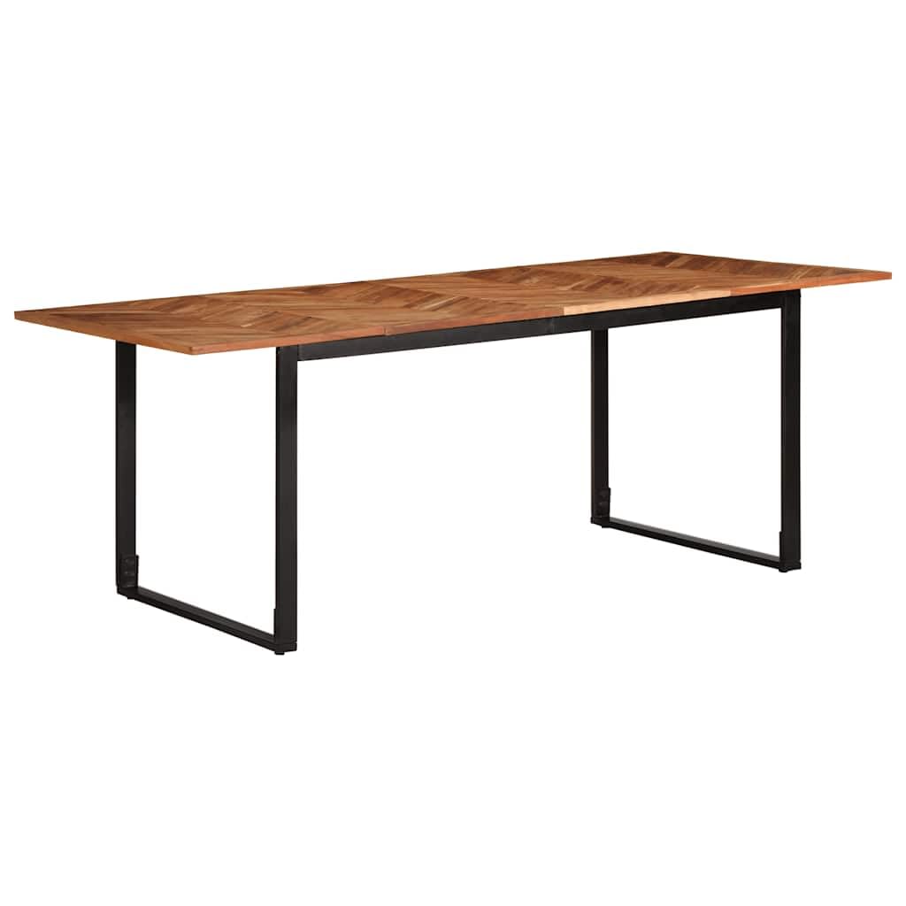 Esstisch Massivholz Akazie 200x100x75 cm mit pulverbeschichtetem Stahlgestell, Esszimmertisch ausziehbar und stabil für Küche Wohnzimmer Essbereich