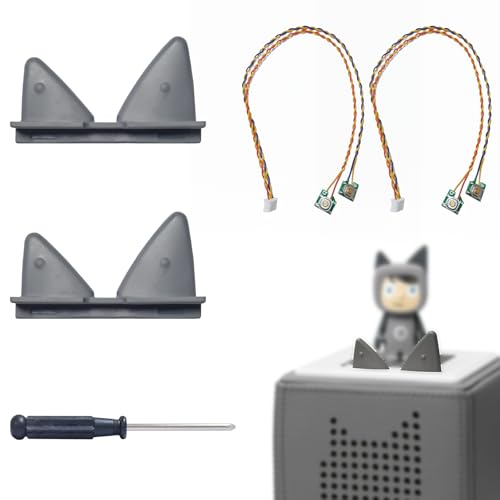 Giklux 2 Stück Toniebox Ohren Ersatzteil Set Ersatz Ohren für Toniebox Zubehör Lautstärkeregler Tonie Box Ohren Ersatzteile Komplett mit Kabel Tonibox Reparieren Ersatzohren mit Schraubendreher