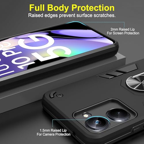 Image of NDCOM for Realme 10 Pro 5G Cover - Realme 10 Pro Back Cover, Protective Realme 10 Pro 5+G Cover Ring Holder Case