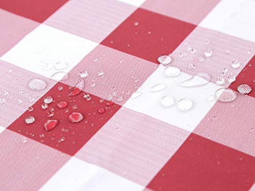 Poise3Ehome Outdoor Tablecloth Rectangle With Umbrella Hole Waterproof Plaid Tablecloth For Spring Picnic Party Patio Table Camping, Red And White Checkered (52X70 Zipper) #TOP5