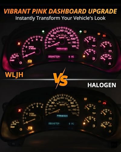 Image of WLJH Pink T10 194 LED Bulb PC194 Twist-Lock for Gauge Cluster | 3030 SMD, Dimmable, Purple, PC195 PC161 PC168, Dash Backlight, Instrument Panel Light, 360 Lighting, 6-Pack