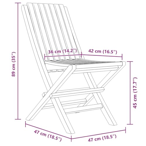 Siège d'extérieur pliant gain de place chaises en teck 2 pcs - 4