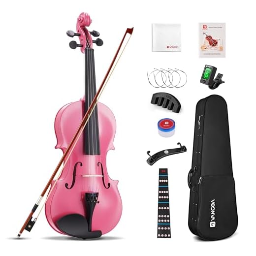 Vangoa 3/4 Violín Acústico Tres Cuartos Violin Set para Principiantes, Estudiantes, Niños con Estuche Colofonia Afinador Cuerdas Arco, Rosa