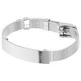 Baluue Pulsera Ajustable de Acero Inoxidable con Hebilla para DIY Pulsera para Hombre y Mujer Diseño Minimalista para Grabado Personalizado