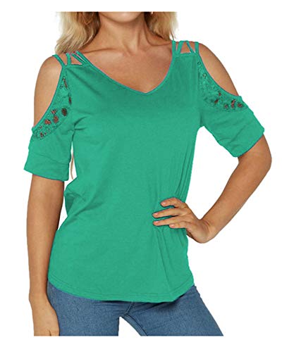 T-shirt été pour femme vert taille l vêtement fluide manches courtes